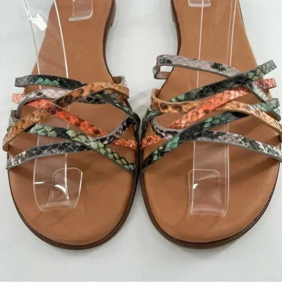 Madewell womens sandals size 9 multicolored snakeskin print leather slides - Picture 3 of 12